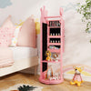 Free-Standing Full Length Mirror Kids Jewelry Armoire Cabinet-Pink - Gallery View 1 of 11