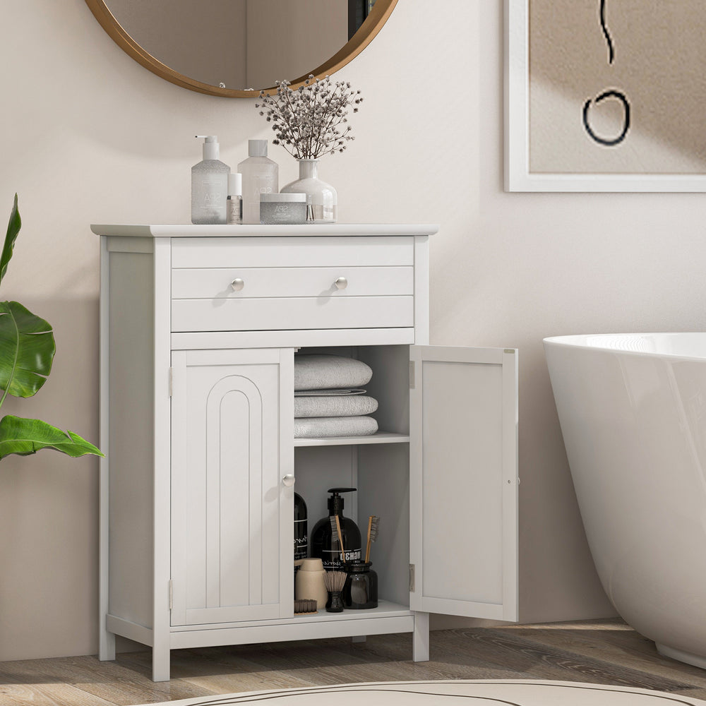 Free Standing Bathroom Storage Cabinet with Large Drawer - Gallery View 1 of 10