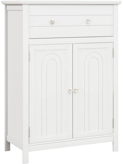 Costway 2-Door Freestanding Bathroom Storage Cabinet w/ Drawer Adjustable Shelf 56238917 New