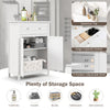 Free standing bathroom storage cabinet showcasing a spacious top for toiletries and decorative items, enhancing.