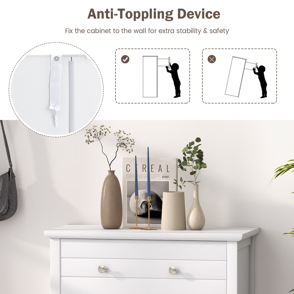 Anti-toppling device for the Free Standing Bathroom Storage Cabinet, ensuring safety and stability in your home.
