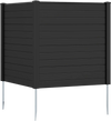 Freestanding black air conditioner fence with metal ground stakes, providing privacy for outdoor items and easy.