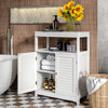 Freestanding Bathroom Floor Cabinet with Double Shutter Doors-White - Gallery View 1 of 9