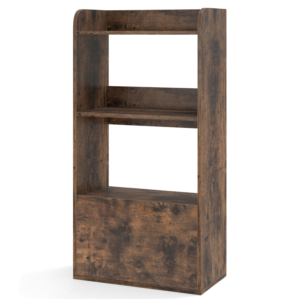 Freestanding rustic brown bookshelf showcasing a smooth surface and sturdy design, ideal for study or home organization.