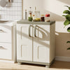Freestanding buffet cabinet in beige with two doors, adjustable shelves, and waterproof PP plastic for kitchen or.