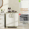 Freestanding buffet cabinet in beige with two doors, adjustable shelves, and waterproof PP material for kitchen or.