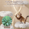 Freestanding cat tower with flower-shaped platforms and natural sisal scratching posts for climbing and relaxation.