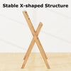 Freestanding foldable teak wood towel rack with an X-shaped structure, featuring three hanging crossbars for effective.