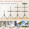 3-tier black folding clothes drying rack with 24 clips, featuring a stable tripod base for easy assembly and storage.