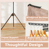3-tier tripod clothes drying rack with removable clips, windproof buckles, and sturdy metal legs for stability.
