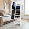 Freestanding Full Length LED Mirrored Jewelry Armoire with 6 Drawers-White - Gallery View 1 of 10