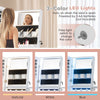 Freestanding jewelry cabinet in white with full-length mirror, 3-color LED lights, and ample storage space for.