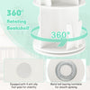 Freestanding 2-tier rotating bookshelf in white with bunny baffles, ideal for kids' playroom storage and easy access.