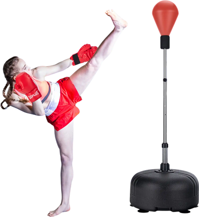 Costway Adjustable Freestanding Punching Bag w/ Boxing Gloves Red 46321598 New