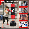Freestanding 70-inch punching bag with fillable base and 12 suction cups, ideal for family workouts and body shaping.