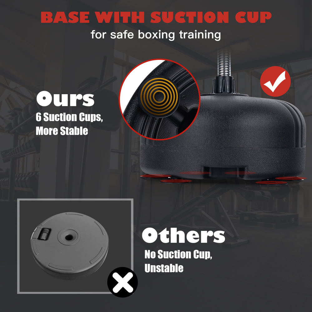 Base of the adjustable freestanding punching bag with 6 suction cups for stability during boxing training.