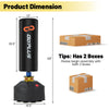 Freestanding punching bag with suction cup base, 68 inches tall, designed for safe kicking and punching for family use.
