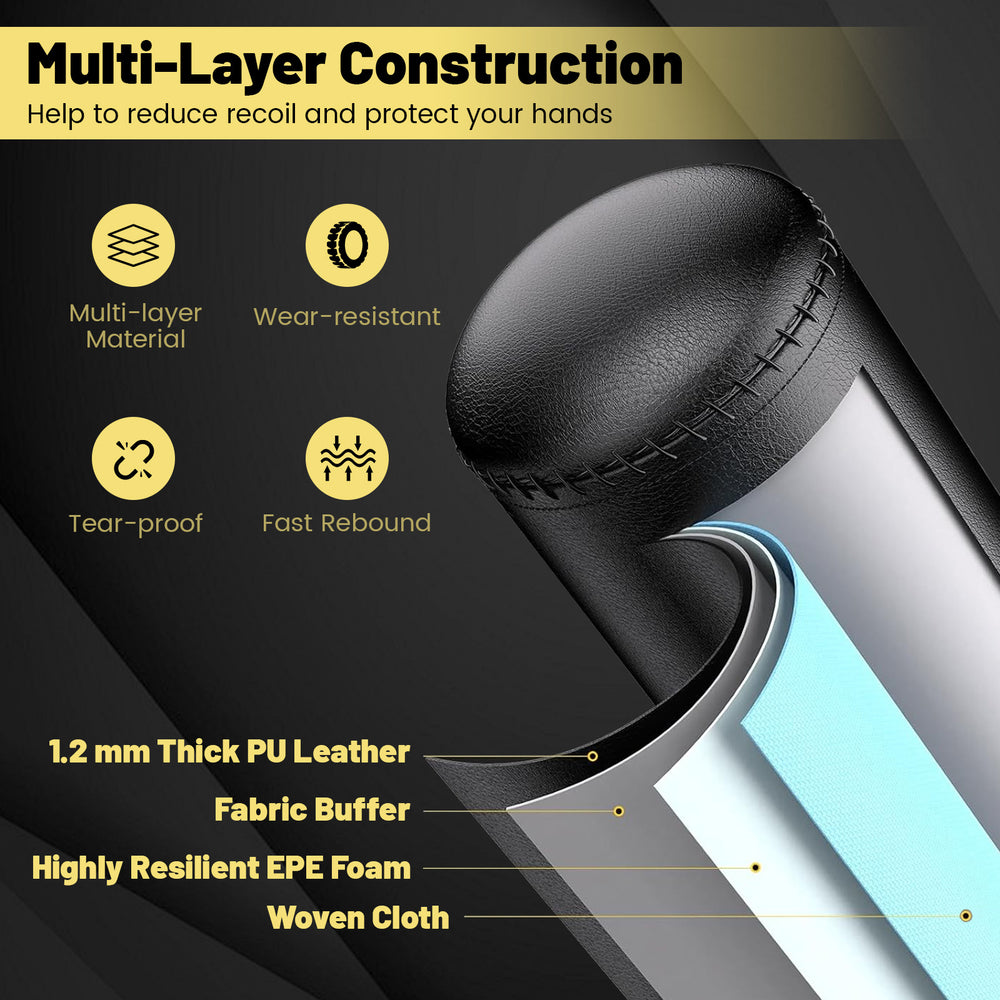 Freestanding punching bag with multi-layer construction, 1.2 mm thick PU leather, and strong suction cup base for.