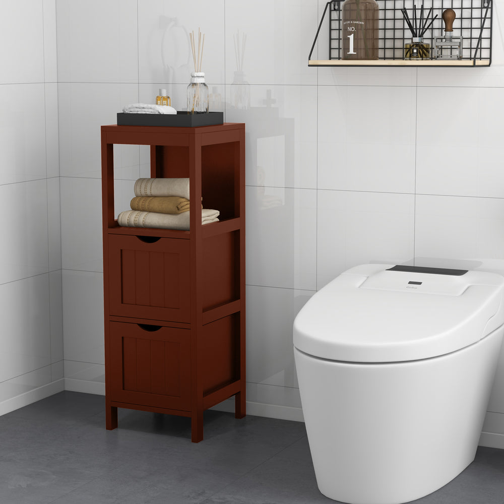 Freestanding Storage Cabinet with 2 Removable Drawers for Bathroom-Brown - Gallery View 1 of 10