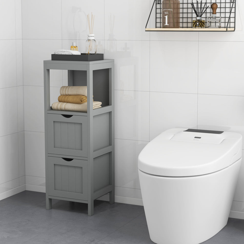 Freestanding Storage Cabinet with 2 Removable Drawers for Bathroom-Gray - Gallery View 1 of 10