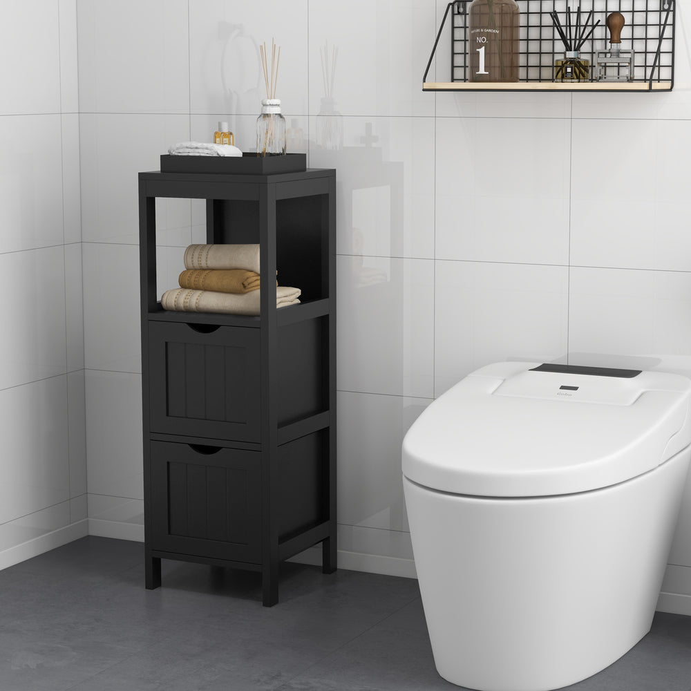 Freestanding Storage Cabinet with 2 Removable Drawers for Bathroom-Black - Gallery View 1 of 10