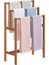 Solid Wood 3-Tier Freestanding Towel Rack with Teak Oil Finish