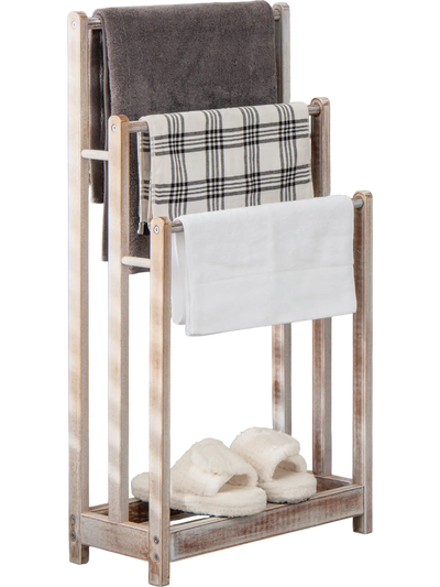 Costway Freestanding 3-Bar Hand Towel Drying Rack w/ Bottom Shelf White 39852167 New