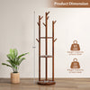 Freestanding wooden coat tree with 3 shelves and 9 hooks, 66 inches tall, perfect for storage in any room.
