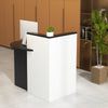 Front Reception Office Desk with Open Shelf and Lockable Drawer-Black & White - Gallery View 1 of 11