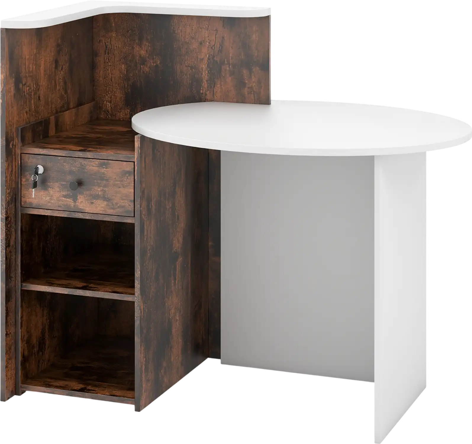 Costway Reception Office Desk Open Shelf Lockable Drawer 68471532 New