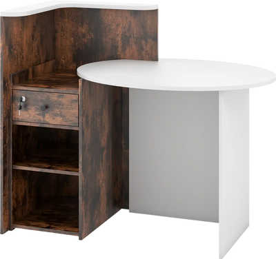 Costway Reception Office Desk Open Shelf Lockable Drawer 68471532 New