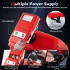 Fuel transfer pump with nozzle, featuring LED indicator and multiple power supply options for efficient fuel transfer.