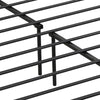 Close-up of the heavy-duty metal slats of a full/queen bed frame with 2-tier storage headboard and charging station.