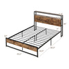 Full/Queen bed frame with 2-tier storage headboard, charging station, and sturdy metal slats for enhanced stability.