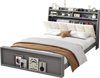 Full size bed frame featuring hidden storage compartment, sturdy plywood slats, and an ergonomic upholstered headboard.