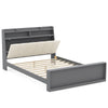 Full size bed frame with sturdy plywood slats, round corners for safety, and hidden storage for a sleek, modern look.