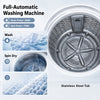 Full automatic washing machine with stainless steel tub, 8 preset programs, and built-in drain pump for efficient laundry.