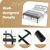 Full bed frame in black with headboard and footboard, featuring non-slip foot pads and noise-reduction foam for.