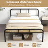 Full bed frame in black with headboard and footboard, featuring 12-inch under-bed space for storage and easy cleaning.