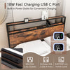 Twin/Full/Queen bed frame with storage headboard, built-in power outlet, and 18W fast charging USB C port for.