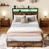 Full/Queen Size LED Bed Frame with Charging Station and 4 Storage Drawers-Full - Gallery View 1 of 11