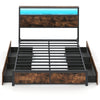Full/Queen size LED bed frame showcasing a sturdy metal design with a stylish headboard and ample storage for.