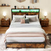Full/Queen Size LED Bed Frame with Charging Station and 4 Storage Drawers-Queen - Gallery View 1 of 11