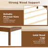 Twin size farmhouse wooden platform bed frame showcasing reliable plywood slats and solid wood legs for stability.
