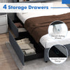 Full/Queen size bed frame featuring 4 storage drawers with smooth rolling wheels for convenient organization.