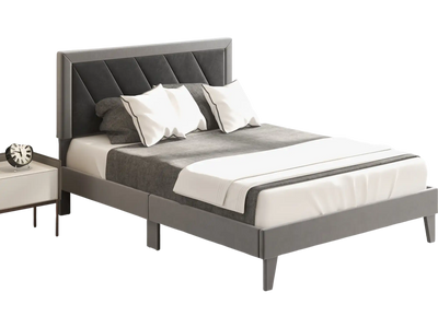Costway Full Platform Bed Frame High Headboard Wooden Slats 75493126 New