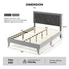 Full-size platform bed with high headboard, wooden slats, and a load capacity of 1763 lbs for stable mattress support.