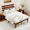 Full Size Bed Frame 15.5 Inch Solid Wood Platform Bed with Retro Headboard - Gallery View 1 of 10
