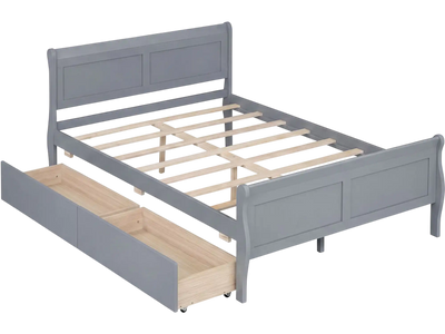 Costway Full Size Bed Frame w/ 2 Storage Drawers & Footboard 38437068 New
