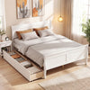 Full Size Bed Frame with 2 Storage Drawers and Footboard for Kids Teens Adults-White - Gallery View 1 of 11